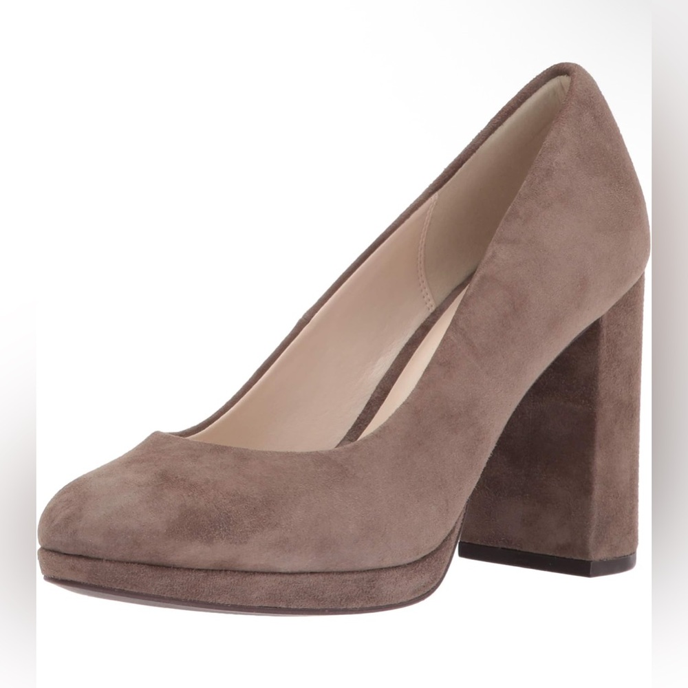 Cole Haan Taupe Suede Block Heel Pumps - Neutral Suede